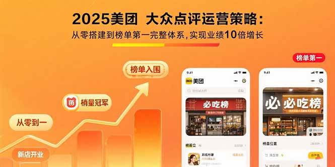 (15602期)2025美团 大众点评运营策略:从零搭建到榜单第一完整体系,实现业绩10倍增长白米粥资源网-汇集全网副业资源白米粥资源网