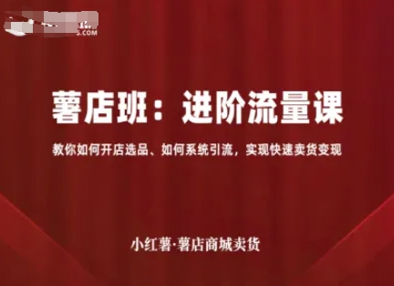 小红薯薯店商城卖货，进阶流量课，教你如何开店选品、如何系统引流，实现快速卖货变现白米粥资源网-汇集全网副业资源白米粥资源网