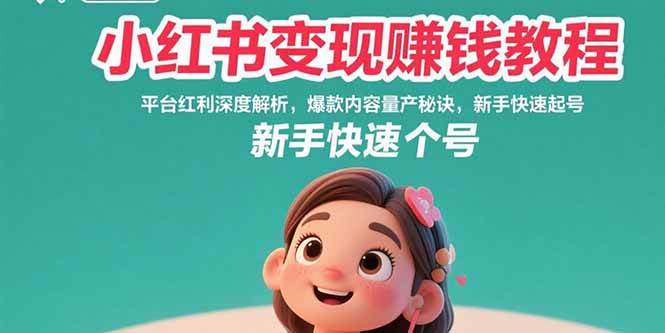 （15559期）小红书变现赚钱教程：平台红利深度解析，爆款内容量产秘诀，新手快速起号白米粥资源网-汇集全网副业资源白米粥资源网