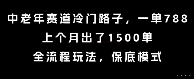 中老年赛道冷门路子，一单788，上个月出了1500单，全流程玩法，保底模式【揭秘】白米粥资源网-汇集全网副业资源白米粥资源网