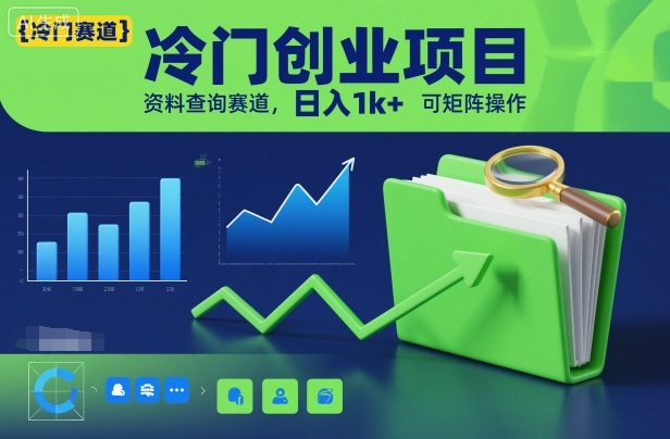冷门创业项目，资料查询赛道，日入1k+，可矩阵操作白米粥资源网-汇集全网副业资源白米粥资源网