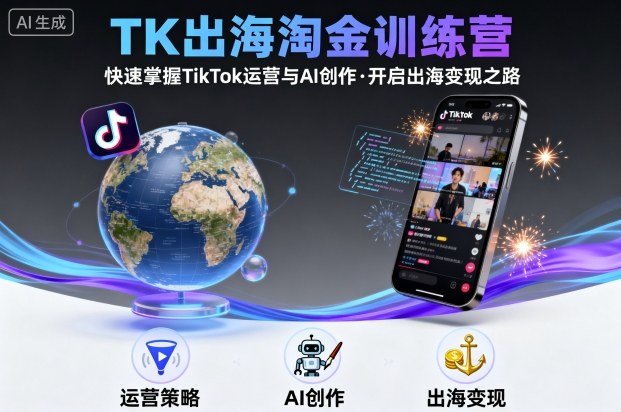 TK出海淘金训练营，助你快速掌握TikTok运营与AI创作，开启出海变现之路白米粥资源网-汇集全网副业资源白米粥资源网