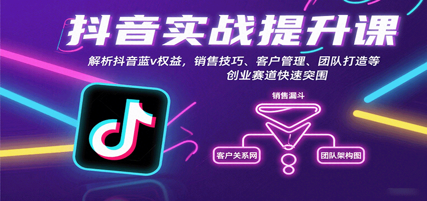 抖音实战提升课：解析抖音蓝v权益，销售技巧、客户管理、团队打造等创业赛道快速突围白米粥资源网-汇集全网副业资源白米粥资源网