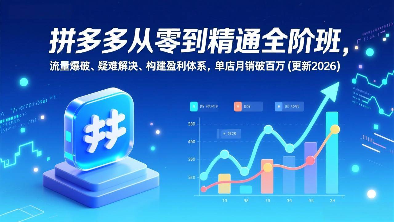 （17148期）拼多多从零到精通全阶班，流量爆破、疑难解决，构建盈利体系，单店月销破百万(更新2026)白米粥资源网-汇集全网副业资源白米粥资源网