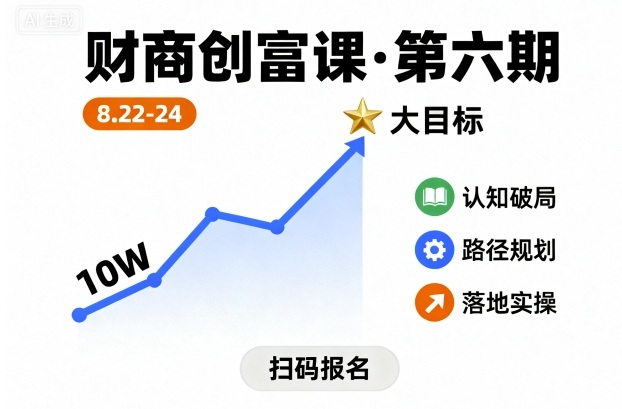 财商创富课第六期8月22-24号，如何从10W起步，一步步实现大目标白米粥资源网-汇集全网副业资源白米粥资源网