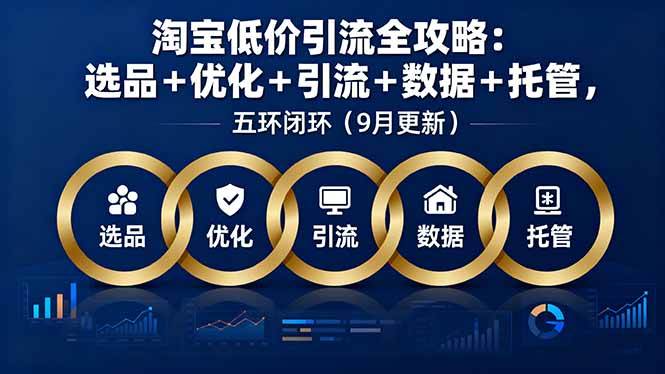 （16009期）淘宝低价引流全攻略：选品＋优化＋引流＋数据＋托管，五环闭环（9月更新）白米粥资源网-汇集全网副业资源白米粥资源网