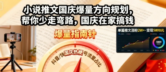 小说推文国庆爆量方向规划，帮你少走弯路，国庆在家搞钱白米粥资源网-汇集全网副业资源白米粥资源网
