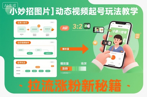 小妙招图片＋动态视频起号玩法教学，拉流涨粉新秘籍白米粥资源网-汇集全网副业资源白米粥资源网