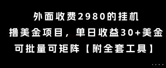 外面收费2980的挂G撸美金项目，单日收益30+美金，可批量可矩阵【揭秘】白米粥资源网-汇集全网副业资源白米粥资源网