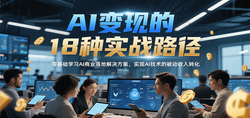 AI变现的18种实战路径，零基础学习AI商业落地解决方案，实现AI技术的被动收入转化白米粥资源网-汇集全网副业资源白米粥资源网