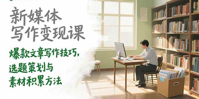 （15345期）新媒体写作变现课，爆款文章写作技巧，选题策划与素材积累方法白米粥资源网-汇集全网副业资源白米粥资源网