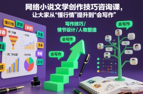网络小说文学创作技巧咨询课，让大家从“懂行情”提升到”会写作”的高度白米粥资源网-汇集全网副业资源白米粥资源网