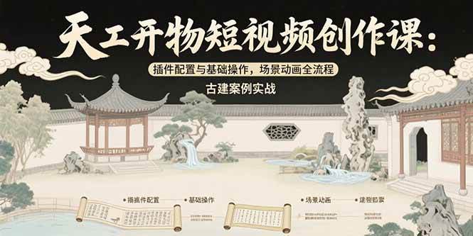 图片[1]白米粥资源网-汇集全网副业资源（15418期）天工开物短视频创作课：插件配置与基础操作，场景动画全流程 古建案例实战白米粥资源网-汇集全网副业资源白米粥资源网