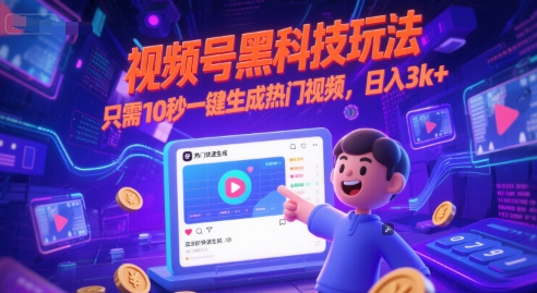 视频号黑科技玩法，只需10秒一键生成热门视频，日入3k+【揭秘】白米粥资源网-汇集全网副业资源白米粥资源网