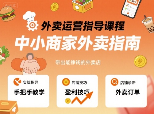 外卖运营指导课程，中小商家外卖指南，手把手带出能挣钱的外卖店白米粥资源网-汇集全网副业资源白米粥资源网