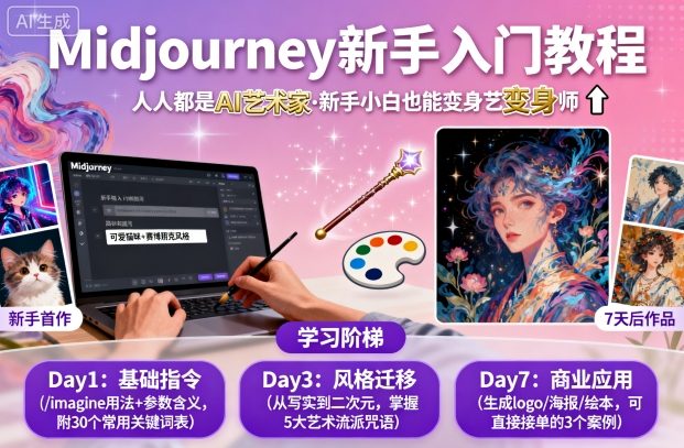 midjourney新手入门教程：人人都是AI艺术家，新手小白也能变身艺术大师白米粥资源网-汇集全网副业资源白米粥资源网