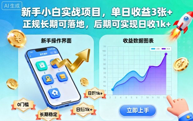 新手小白实战项目,单日收益3张+,正规长期可落地,后期可实现日收1k+【揭秘】白米粥资源网-汇集全网副业资源白米粥资源网