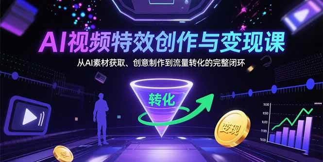 （15587期）AI视频特效创作与变现课：从AI素材获取、创意制作到流量转化的完整闭环白米粥资源网-汇集全网副业资源白米粥资源网