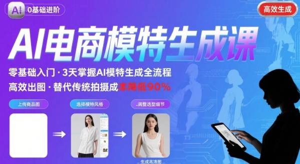 AI模特进阶课程，0基础高效生成逼真电商模特图白米粥资源网-汇集全网副业资源白米粥资源网