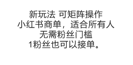 可矩阵操作，小红书商单新玩法，适合所有人，无需粉丝门槛，1粉丝也可以接单白米粥资源网-汇集全网副业资源白米粥资源网