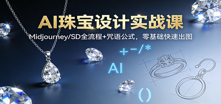 AI珠宝设计实战课:Midjourney/SD全流程+咒语公式,零基础快速出图白米粥资源网-汇集全网副业资源白米粥资源网