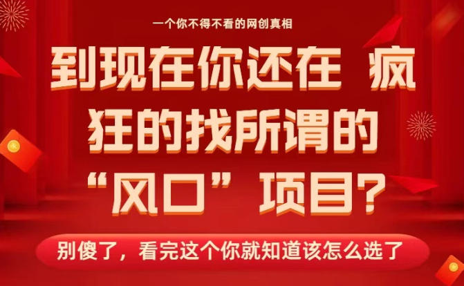 马上26年了，你还在找所谓的风口项目？别傻了，看完这个你全都懂了！【揭秘】白米粥资源网-汇集全网副业资源白米粥资源网