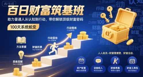百日财富筑基班，助力普通人从认知到行动，带你解锁顶级财富密码白米粥资源网-汇集全网副业资源白米粥资源网