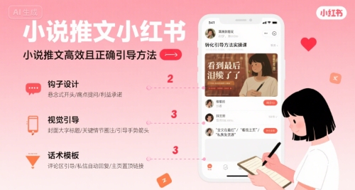 小说推文小红书高转化引导方法实操课，小说推文高效且正确引导方法白米粥资源网-汇集全网副业资源白米粥资源网
