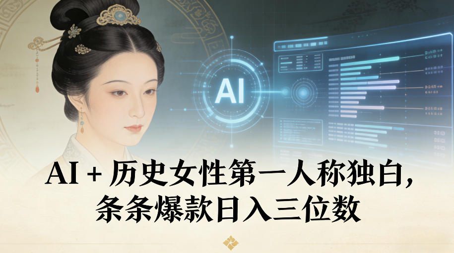 AI+历史女性第一人称独白，条条爆款日入三位数白米粥资源网-汇集全网副业资源白米粥资源网