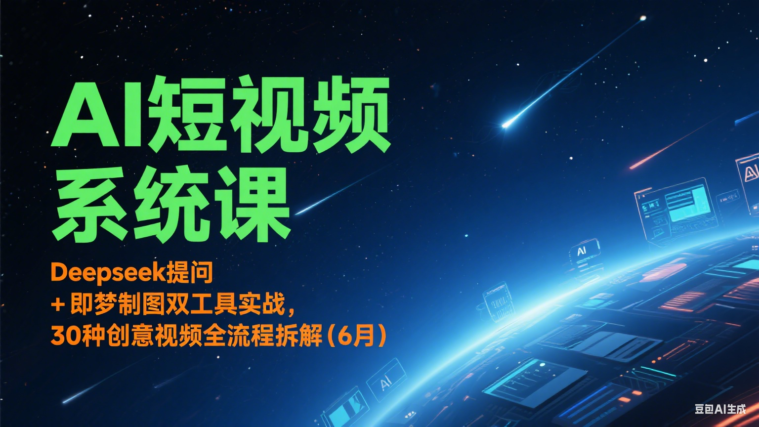 AI短视频系统课：Deepseek提问 + 即梦制图双工具实战，30种创意视频全流程拆解(6月)白米粥资源网-汇集全网副业资源白米粥资源网