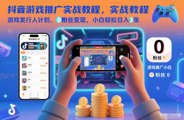 抖音游戏推广实战教程,游戏发行人计划,0粉丝变现,小白轻松日入3张白米粥资源网-汇集全网副业资源白米粥资源网