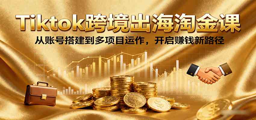 Tiktok跨境出海淘金课，从账号搭建到多项目运作，开启赚钱新路径白米粥资源网-汇集全网副业资源白米粥资源网
