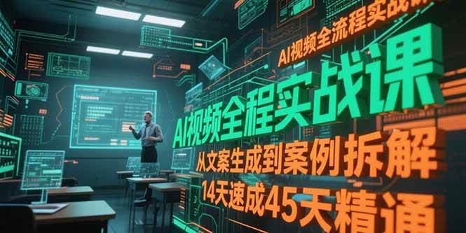（15172期）AI视频全流程实战课，从文案生成到案例拆解，14天速成45天精通白米粥资源网-汇集全网副业资源白米粥资源网