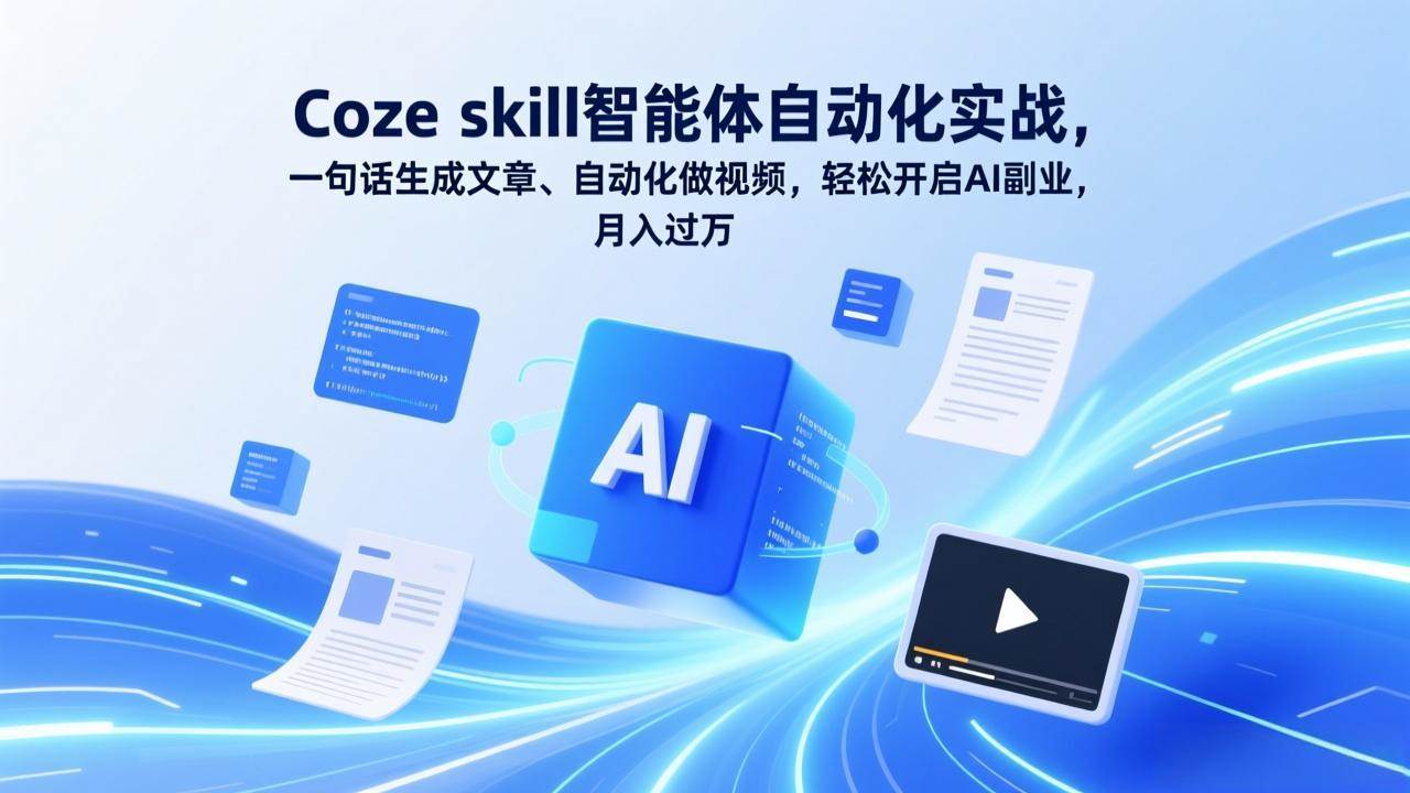 (17399期)Coze skill智能体自动化实战,一句话生成文章、自动化做视频,轻松开启AI副业,月入过万白米粥资源网-汇集全网副业资源白米粥资源网