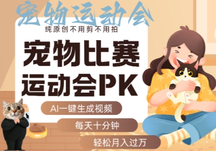 AI一键生成宠物比赛运动会PK视频，纯原创不用剪不用拍，每天十分钟，轻松月入过1W+白米粥资源网-汇集全网副业资源白米粥资源网