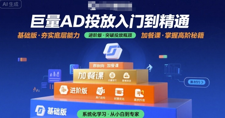 巨量AD投放入门到精通，基础版+进阶版+加餐课白米粥资源网-汇集全网副业资源白米粥资源网