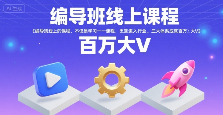 编导班线上课程，不仅是学习一门课程，更是进入一个行业，三大体系成就百万大V白米粥资源网-汇集全网副业资源白米粥资源网