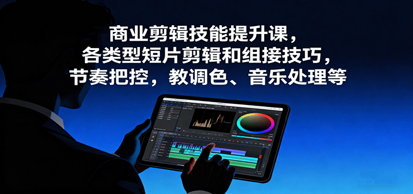 商业剪辑技能提升课，各类型短片剪辑和组接技巧，节奏把控，教调色、音乐处理等白米粥资源网-汇集全网副业资源白米粥资源网
