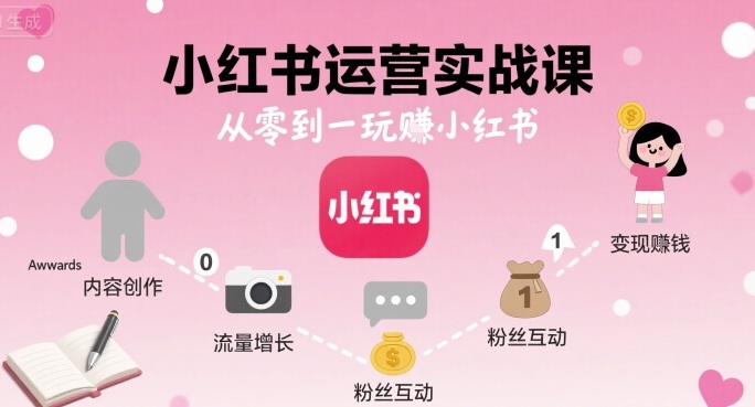 小红书运营实战课，从零到一玩賺小红书白米粥资源网-汇集全网副业资源白米粥资源网