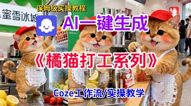 Coze扣子工作流一键生成胖橘猫打工短视频，保姆级实操搭建教学白米粥资源网-汇集全网副业资源白米粥资源网