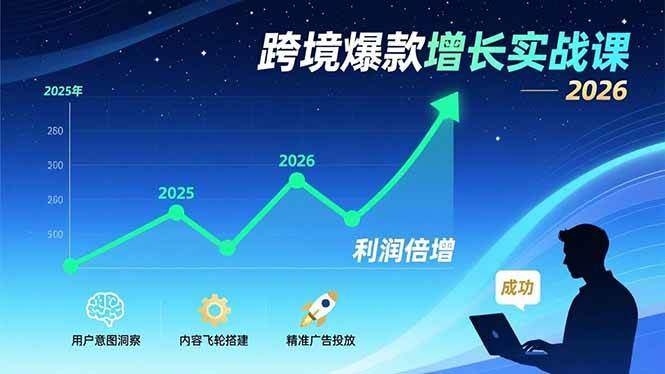 （17279期）跨境爆款增长实战课，教授用户意图洞察、内容飞轮搭建、精准广告投放，助力卖家2026年利润倍增白米粥资源网-汇集全网副业资源白米粥资源网