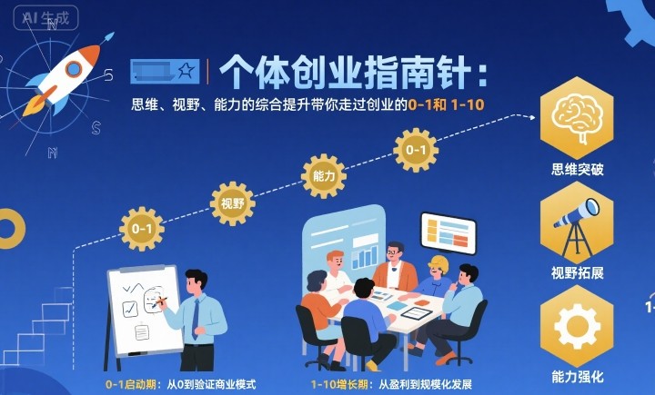 个体创业指南针，思维、视野、能力的综合提升带你走过创业的0-1和1-10【音频】白米粥资源网-汇集全网副业资源白米粥资源网