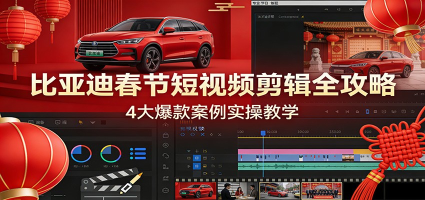 比亚迪春节短视频剪辑全攻略，4大爆款案例实操教学白米粥资源网-汇集全网副业资源白米粥资源网