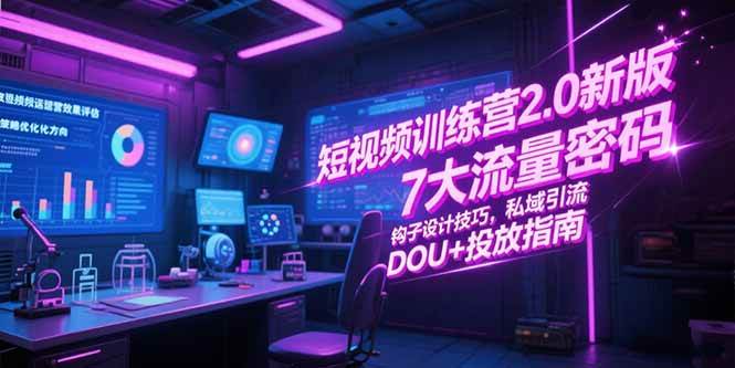 （15255期）短视频训练营2.0新版，7大流量密码/钩子设计技巧/私域引流/DOU+投放指南白米粥资源网-汇集全网副业资源白米粥资源网