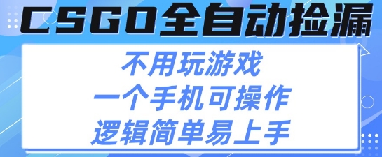 CSGO自动捡漏项目，最新独家玩法，不用挂G不用玩游戏，一个手机即可操作，新手小白轻松月入1W+【揭秘】白米粥资源网-汇集全网副业资源白米粥资源网