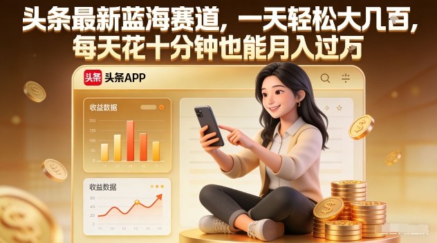 头条最新蓝海赛道，一天轻松大几张，每天花十分钟也能月入过1W【揭秘】白米粥资源网-汇集全网副业资源白米粥资源网
