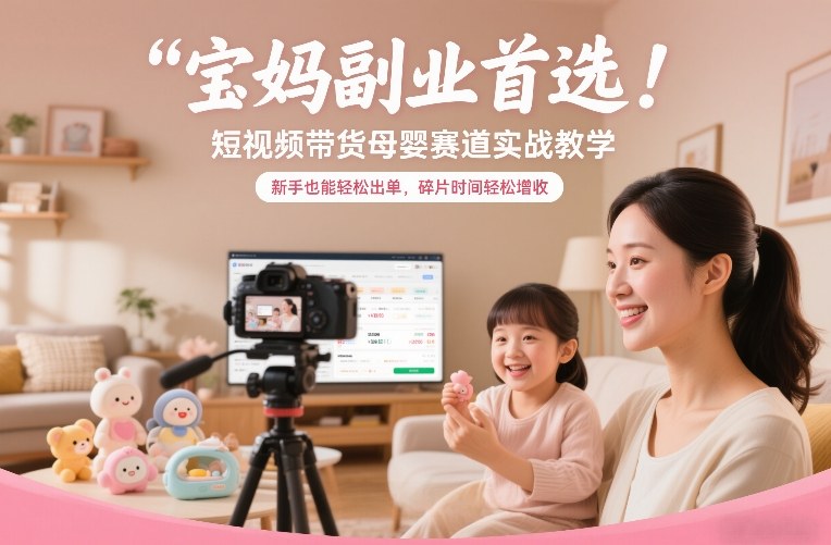 宝妈副业首选！短视频带货母婴赛道实战教学，新手也能轻松出单，碎片时间轻松增收白米粥资源网-汇集全网副业资源白米粥资源网