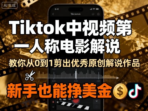 Tiktok中视频第一人称电影解说，教你从0到1剪出一个优秀的原创解说作品，新手也能挣美金白米粥资源网-汇集全网副业资源白米粥资源网