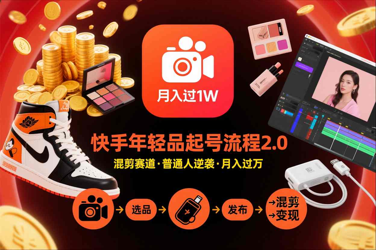 快手短视频带货年轻品起号流程2.0，快手年轻品混剪赛道，普通人也能月入过1W白米粥资源网-汇集全网副业资源白米粥资源网