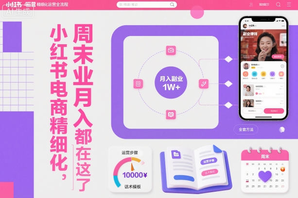 小红书电商精细化运营全流程，周末副业月入1W+，全套方法都在这了白米粥资源网-汇集全网副业资源白米粥资源网